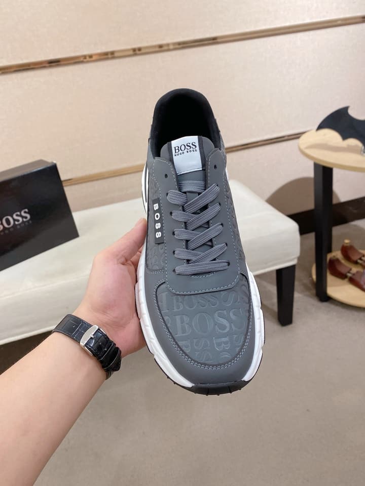 Boss Men's Casual Leather Sneakers in Blue