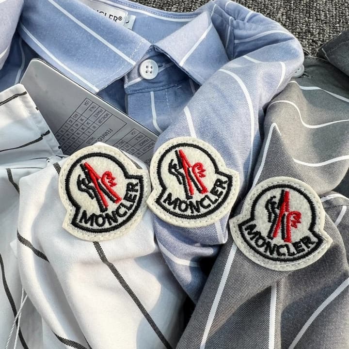 Moncler Striped Long Sleeve Shirt in Blue