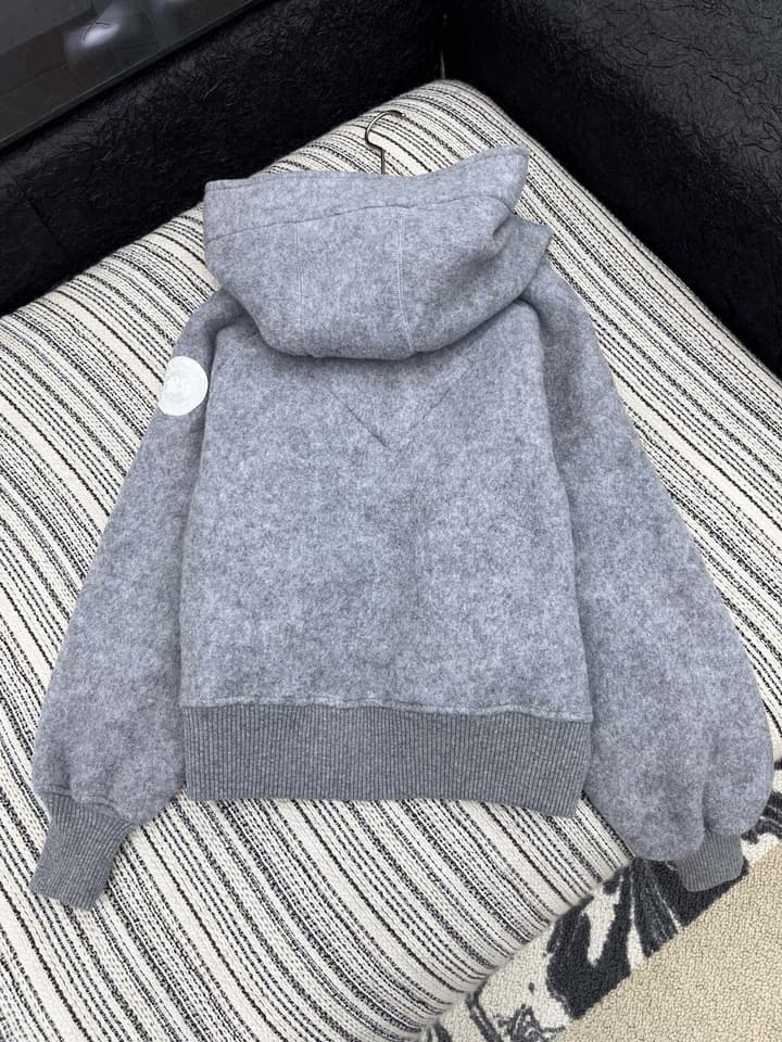 Canada Goose Custom Embroidered Woolen Hooded Jacket in Dark Charcoal Grey