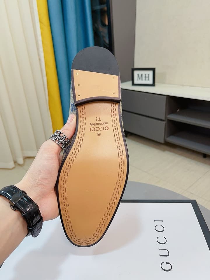 Gucci Calfskin Slip-On Loafers in Beige Monogram