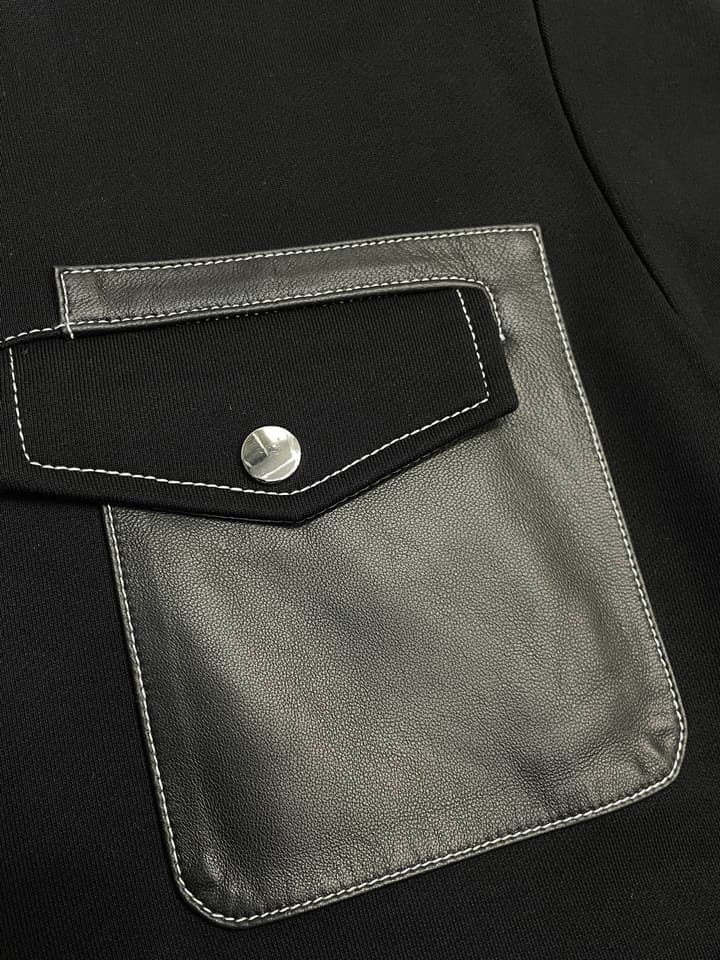 Hermès Men's Premium Casual Sweatshirt in Dark Grey/black With Flap Pocket