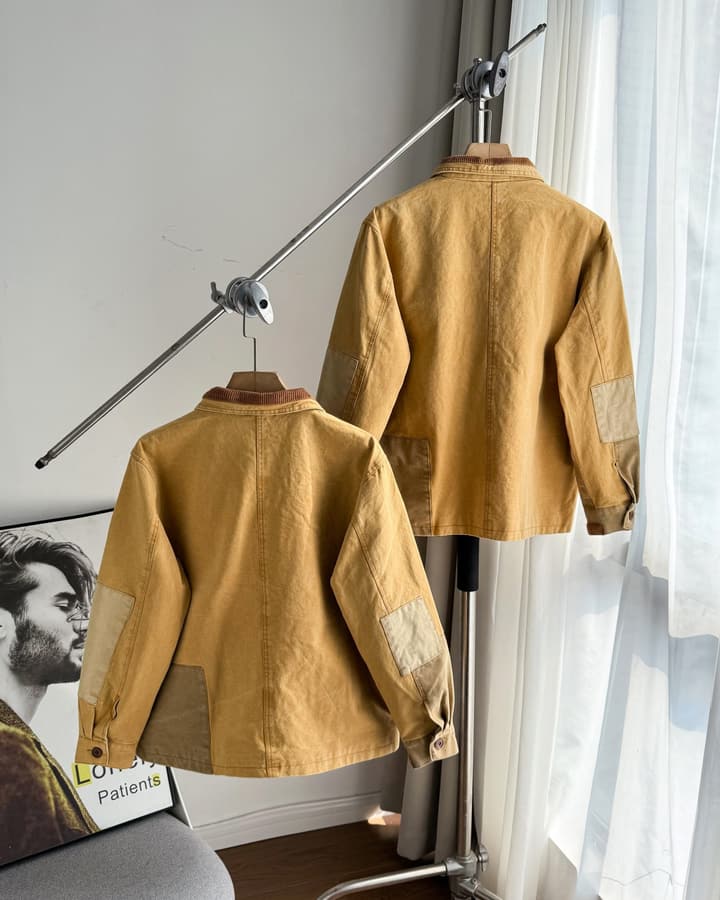 Ralph Lauren Barn Washed Distressed Jacket – 2025 Spring New in Classic Mustard Tan