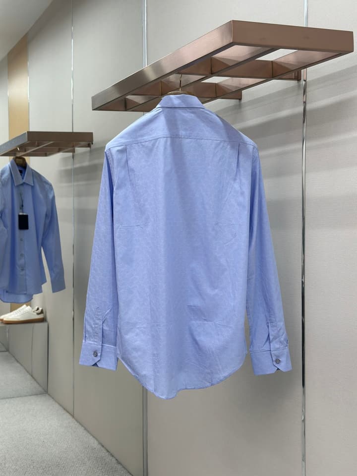 Louis Vuitton Jacquard Long-Sleeve Shirt in Light Blue Jacquard