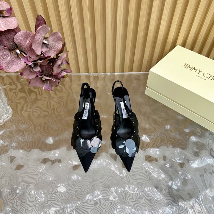 Jimmy Choo Sequined Evening Pumps – 2025SS in Patent Black
