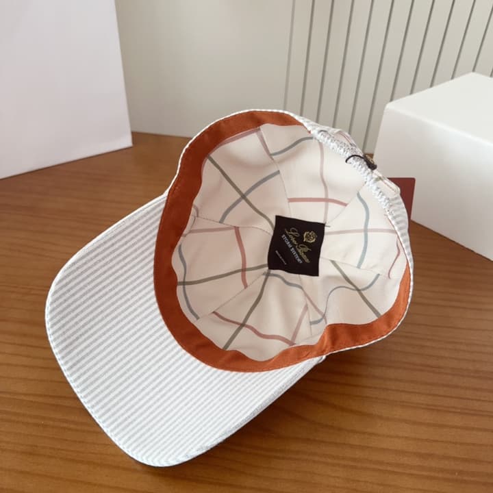 Loro Piana Baseball Cap in Cream With Tan Logo
