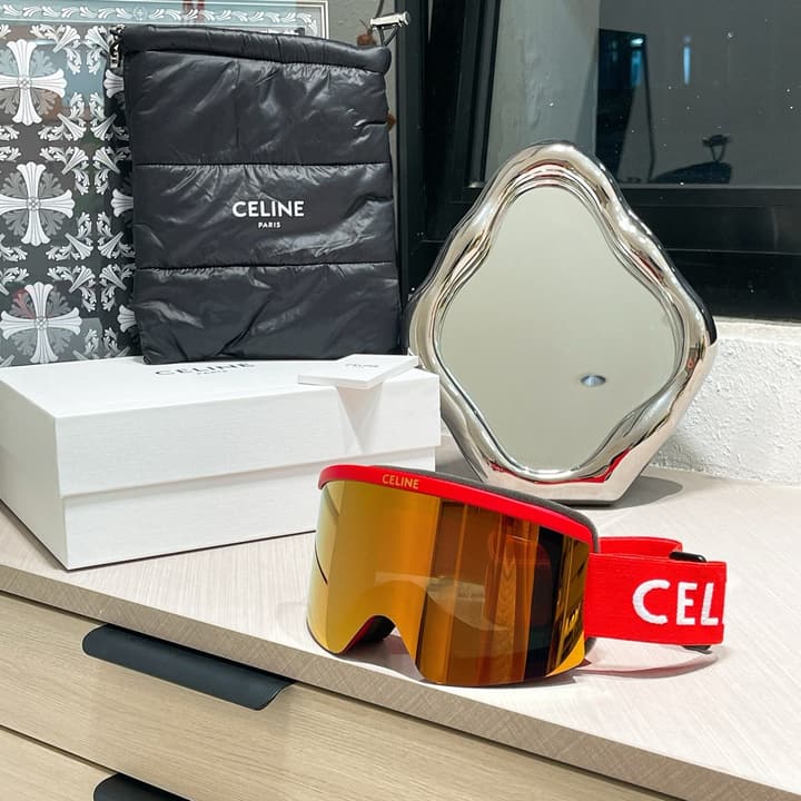 Celine Ski Goggles in Black Frame Silver Lens