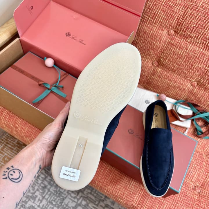 Loro Piana Suede Loafers in Dark Blue