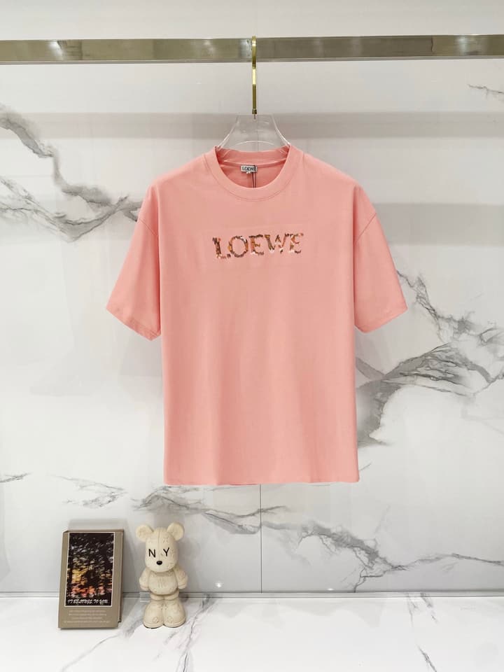 Loewe Rainbow Logo Embroidered Cotton T-Shirt in Classic Black