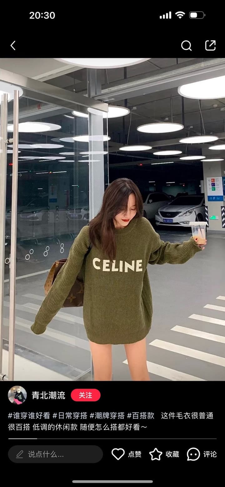 Celine Classic Embroidered Crewneck Sweater in Army Green