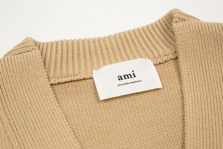 Ami Paris Classic Heart Embroidered Cardigan Sweater in Black