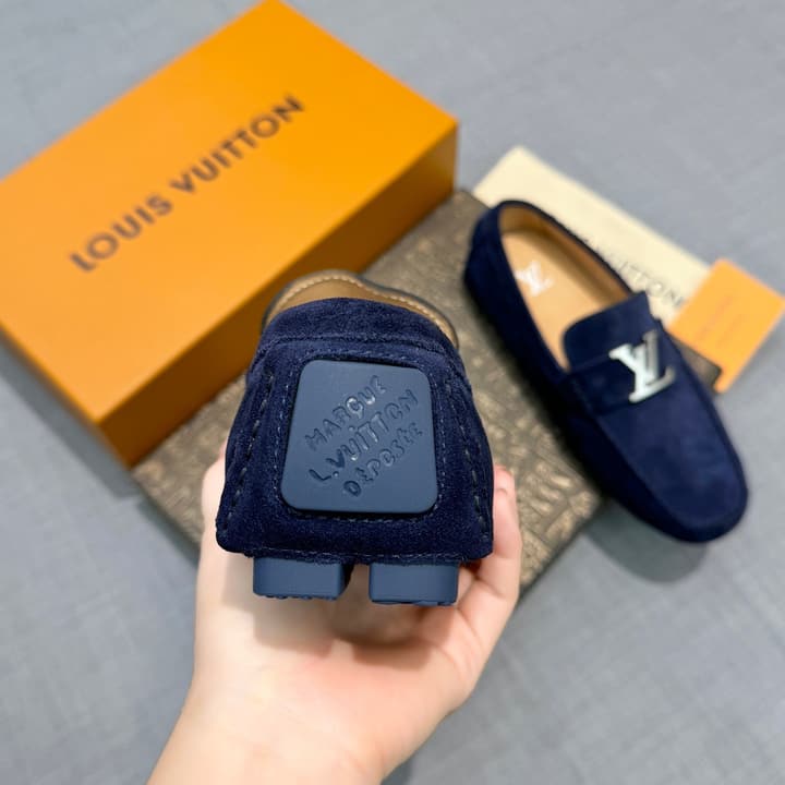 Louis Vuitton Men's Suede Driving Shoes in Black Suede