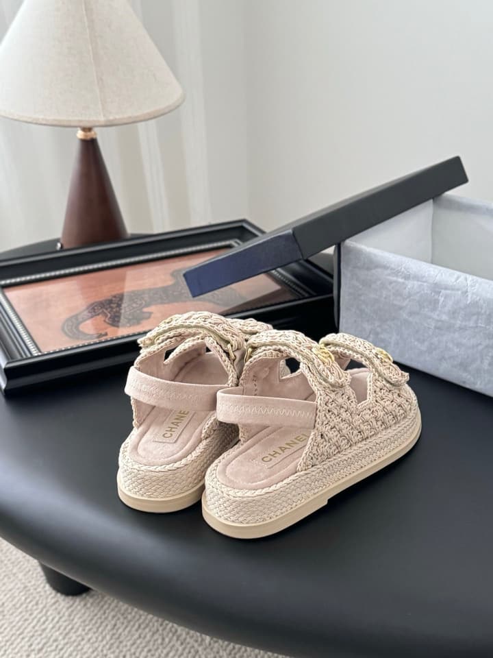 Chanel Velcro Flat Sandals – 25SS Collection in Beige