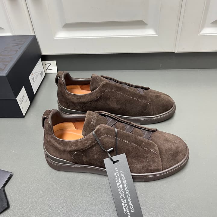 Zegna Triple Stitch Suede Low-Top Sneakers