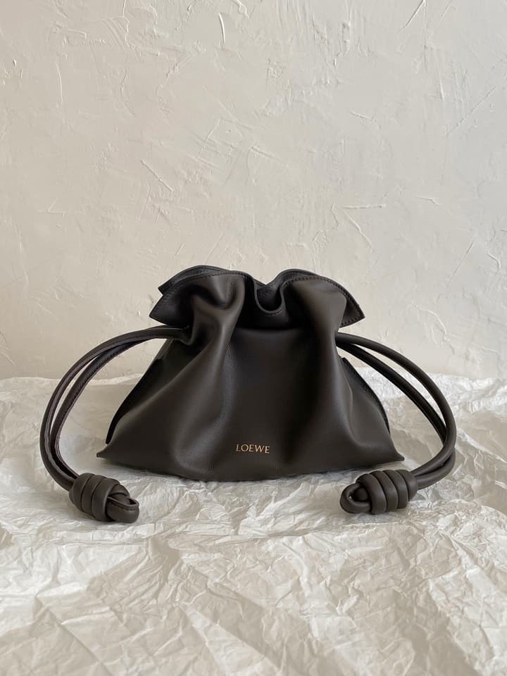 Loewe Flamenco Small Drawstring Bag in Cream