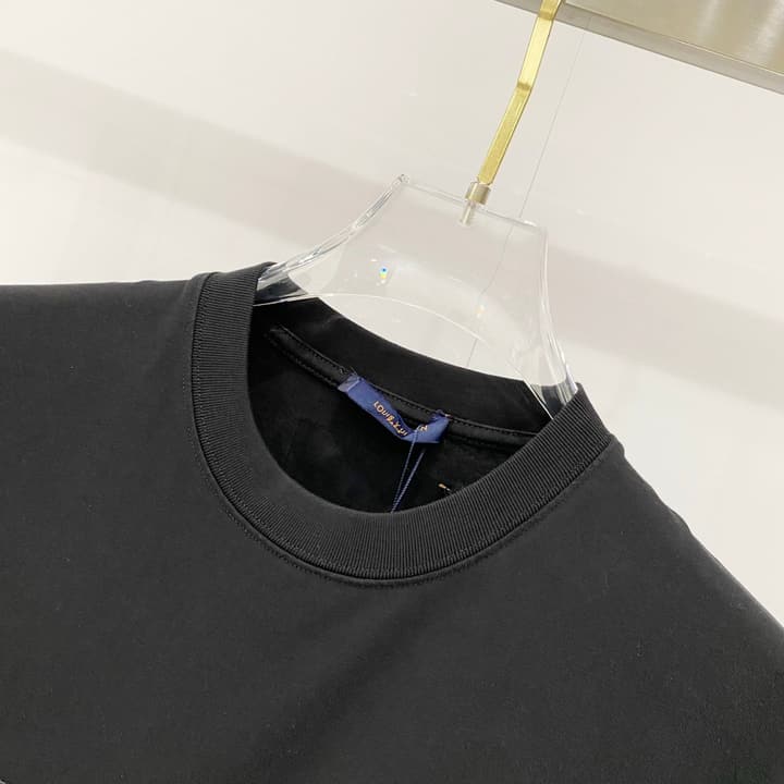 Louis Vuitton Washed Cotton Logo Embroidery T-Shirt in Black