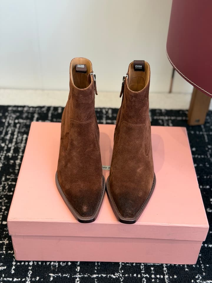 Miu Miu Distressed Leather Cowboy Biker Boots – 2026SS