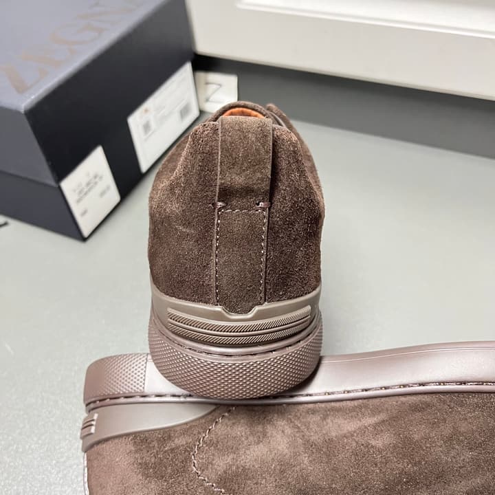 Zegna Triple Stitch Suede Low-Top Sneakers