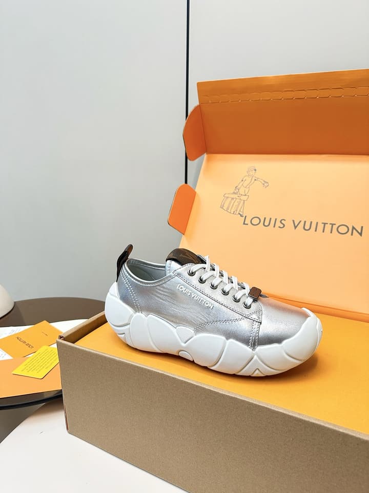 Louis Vuitton LV Bubble Platform Sneakers in Metallic Silver