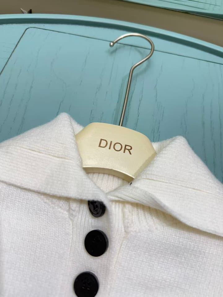 Dior Girl's Knitted Jacket and Skirt Set – Kids Collection – 2025SS in White Sailor Knit & Monogram Skirt Set