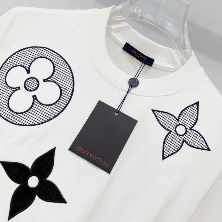 Louis Vuitton 320g Clover Grid Embroidery T-Shirt in Black