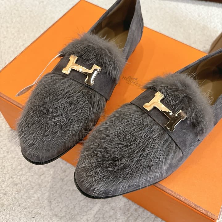 Hermès Mink Suede Loafers & Mules – Autumn/Winter Collection in Pale Tan Suede With Silver Hardware