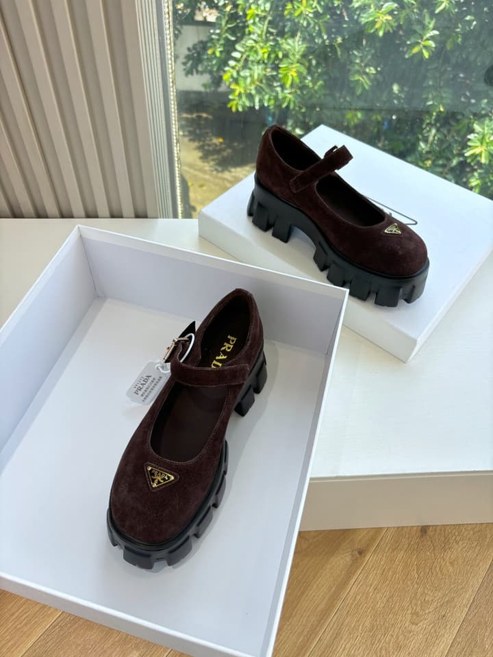 Prada Monolith Platform Mary Jane Loafers – 25FW in Assorted Leather & Suede Collection