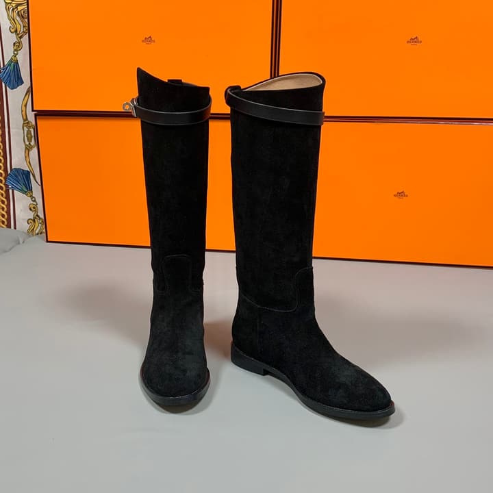 Hermès Classic Knight Riding Boots – Autumn/Winter in Black Suede Riding Boot