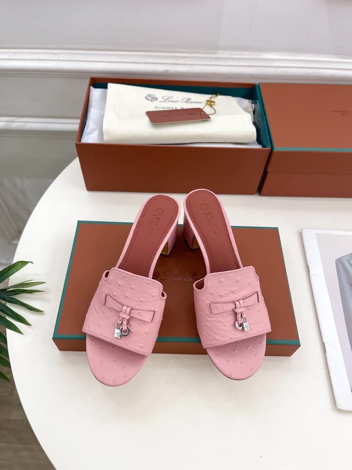 Loro Piana Summer Charms Ostrich Mules – 2025 Spring/Summer Collection in Black