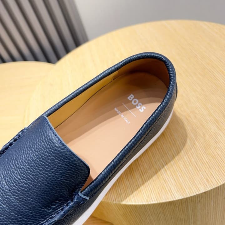 Boss Men's Luxury Leather Loafers in Black Leather