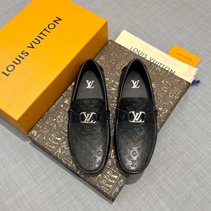 Louis Vuitton Men's Driving Shoes in Dark Blue