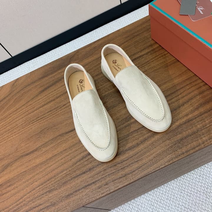 Loro Piana Glossy Cashmere Loafers in Blush Pink Suede