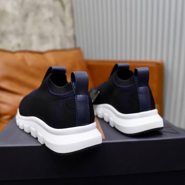 Zegna Flyknit Sneakers in Solid Black Knit