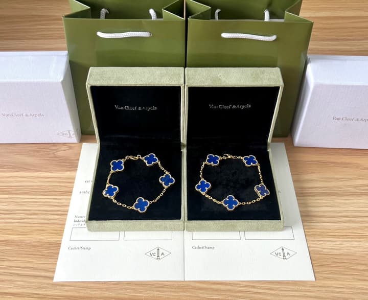Van Cleef & Arpels Vintage Alhambra Blue Agate Bracelet