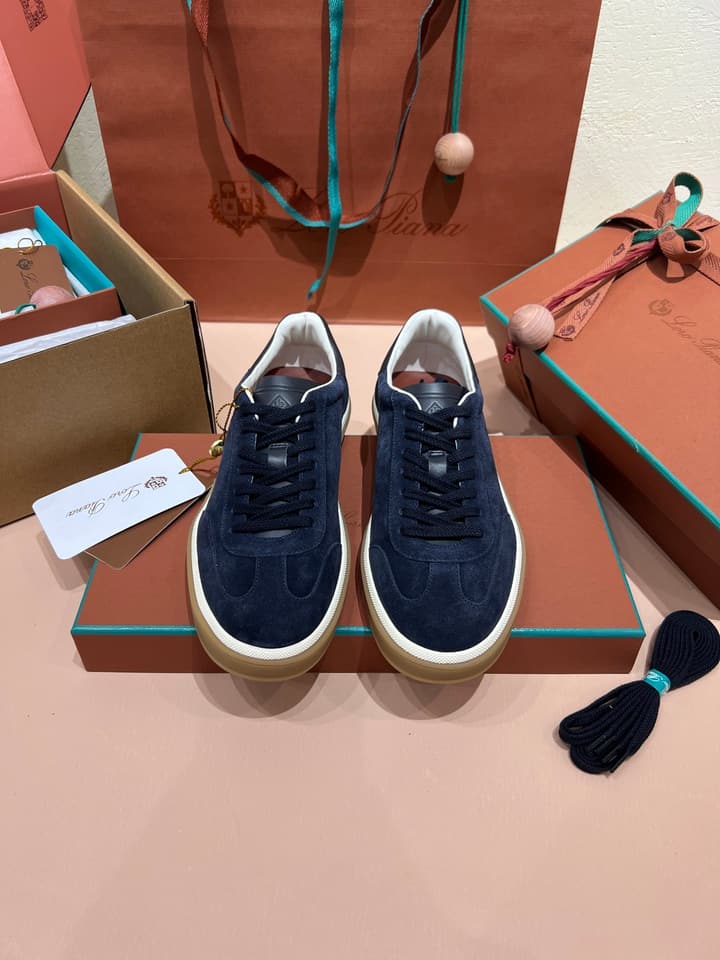 Loro Piana LP Tennis Walk Unisex Sneakers in Black Leather