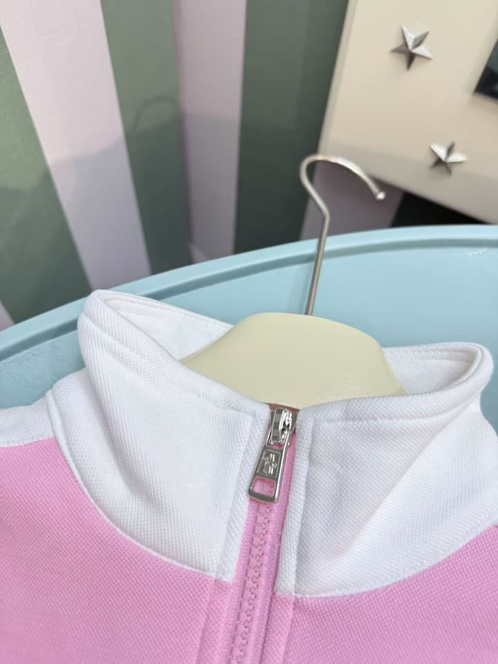Moncler Kids Stand Collar Embroidered Tracksuit Set – 2025SS – Kids Collection in Light Pink With White Stripes