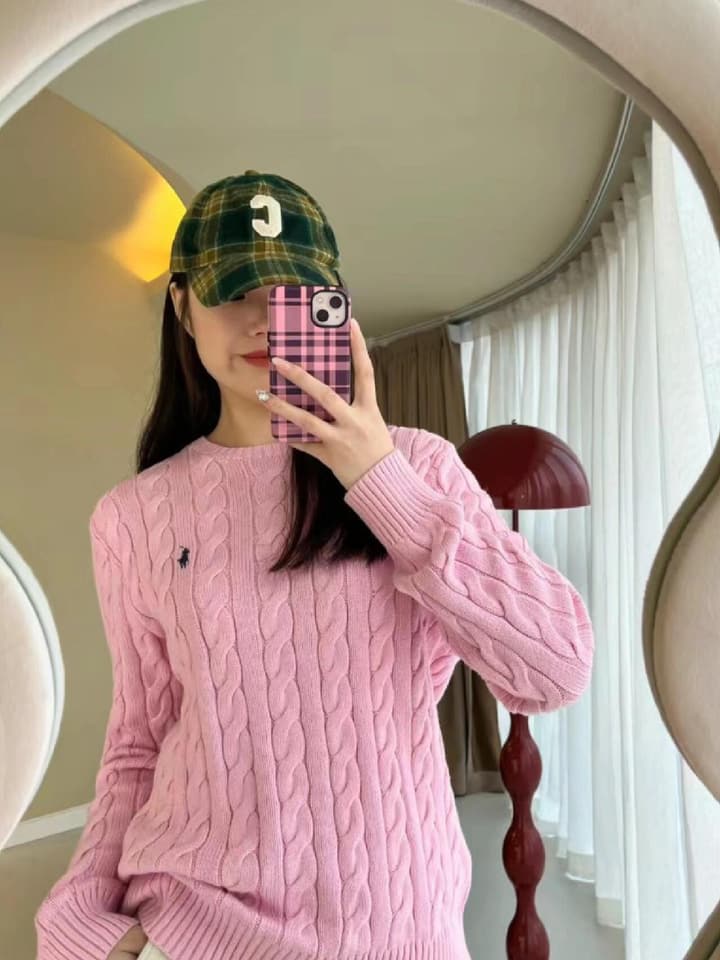 Ralph Lauren Cable Knit Loose Fit Sweater in Bright Green