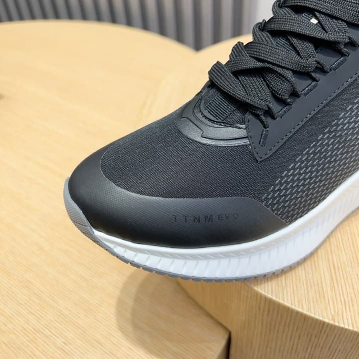 Boss Men's Layered Sport Sneakers in Black With White Sole