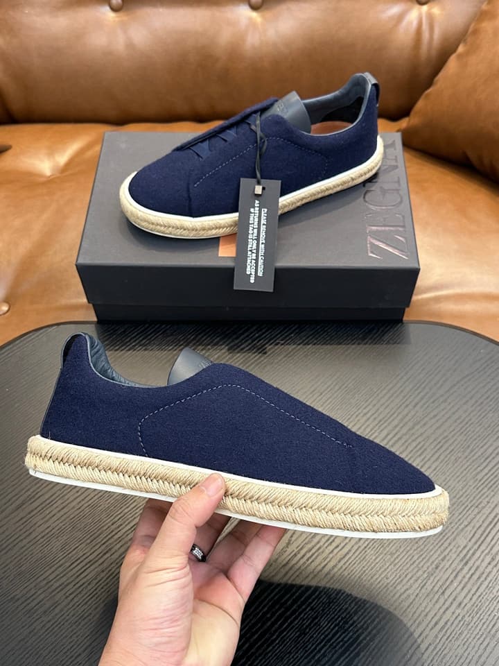 Zegna Triple Stitch Low-Top Sneakers in Dark Charcoal