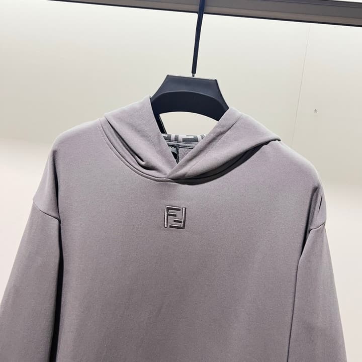 Fendi FF Patch Logo Cotton Hoodie in Black Hooded Sweatshirt
