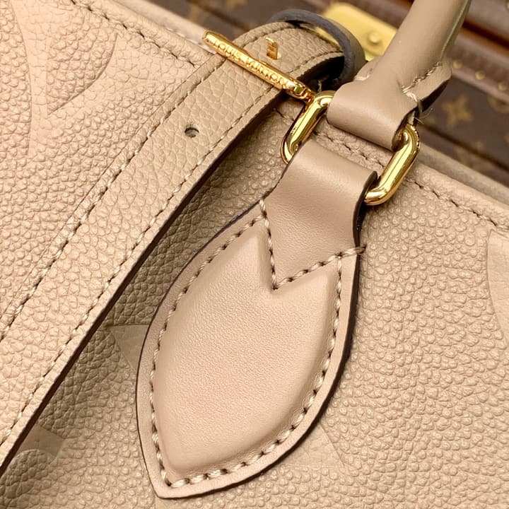 Louis Vuitton Onthego Small Tote Bag in Light Taupe Monogram Empreinte