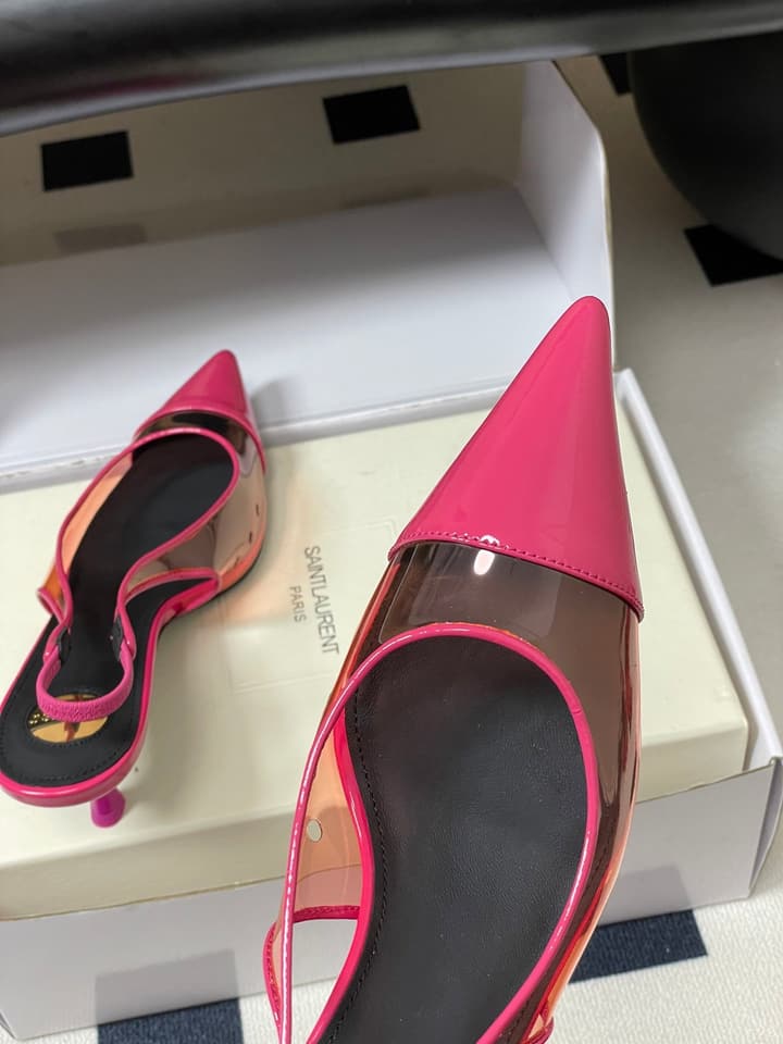 Saint Laurent Pointed PVC Slingback Sandals – 26SS in Beige