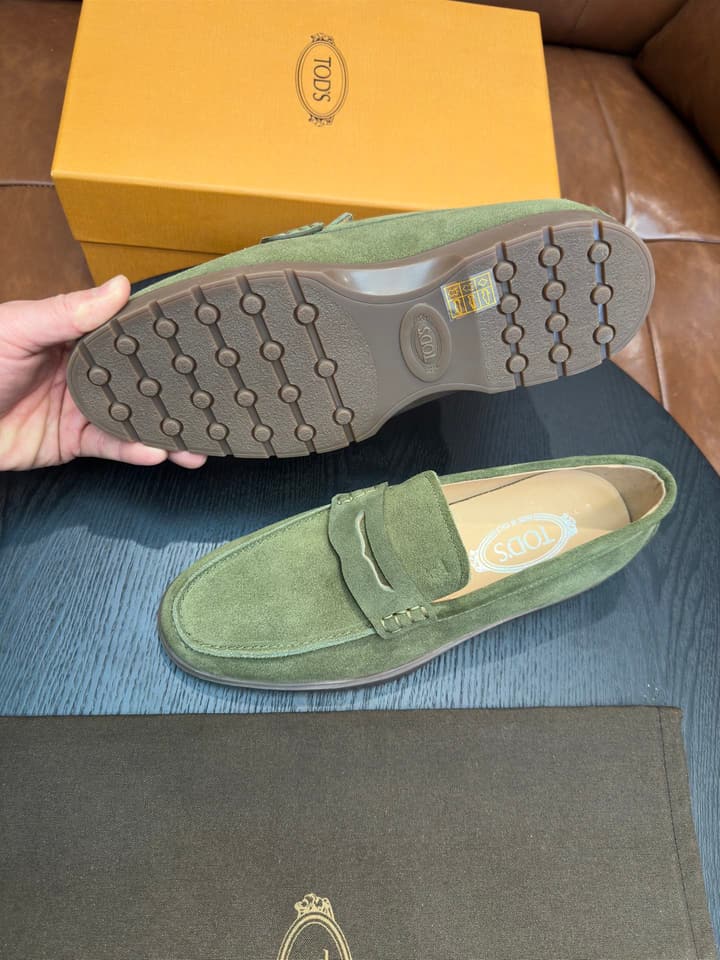 Tod's Suede Calfskin Loafers in Cognac Suede