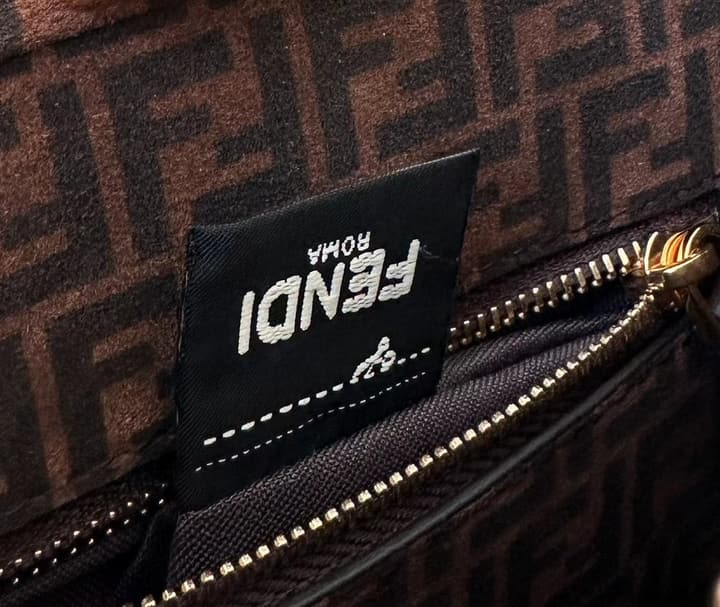 Fendi Peekaboo Classic Calfskin Satchel in Dark Coffee Brown Leather