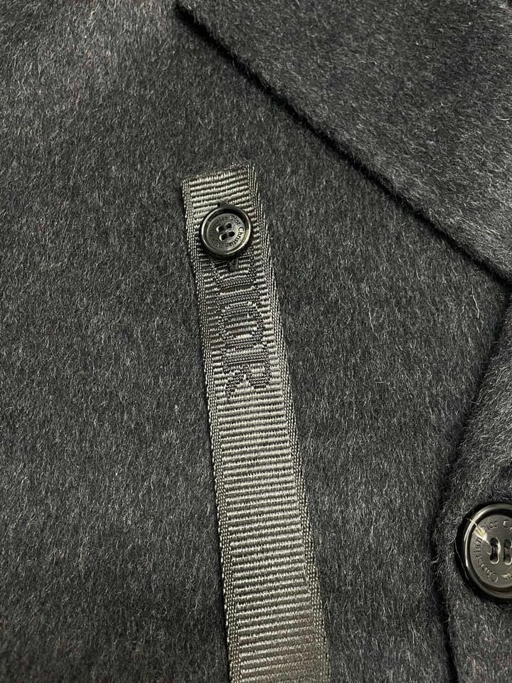 Dior Men's Wool Double-breasted Short Coat in Dark Charcoal Gray