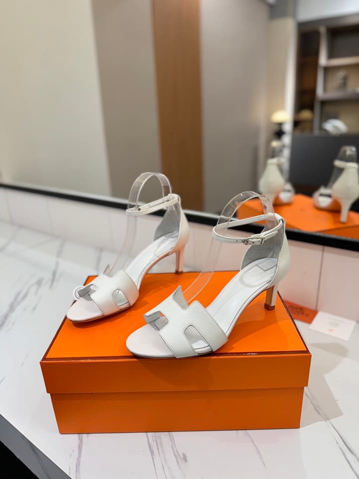 Hermès Classic Palm Grain Cowhide Heels – 6.5cm in Black