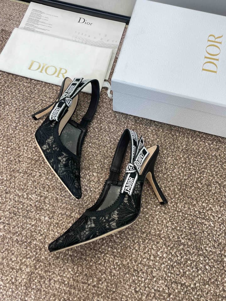Dior J'Adior Woven Slingback Sandals – 2023 Spring/Summer Collection in Black Oblique Mesh High Contrast