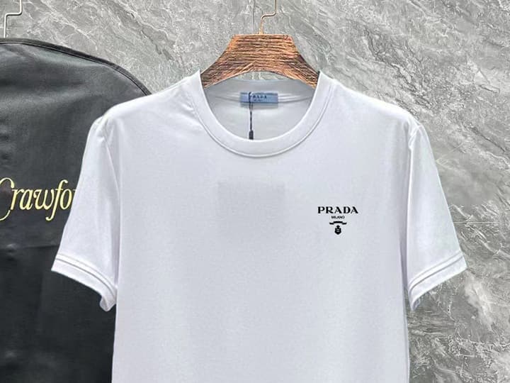 Prada Short-Sleeve T-Shirt – 25SS Collection in Black With White Triangle Logo