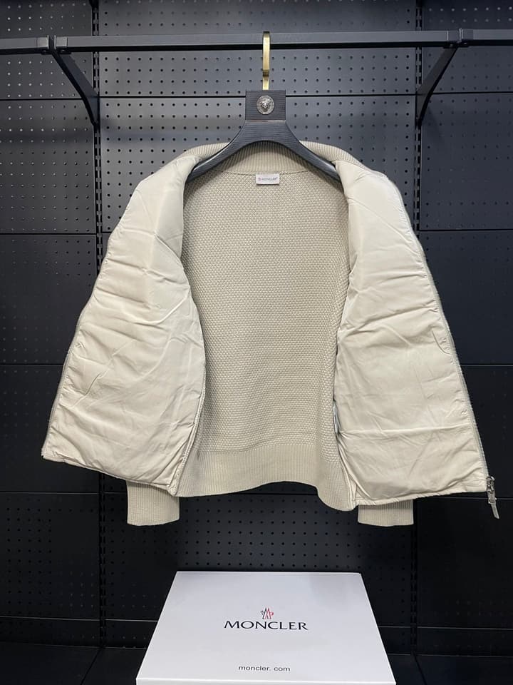 Moncler Men's Knit Down Spliced Jacket – New Collection in Beige