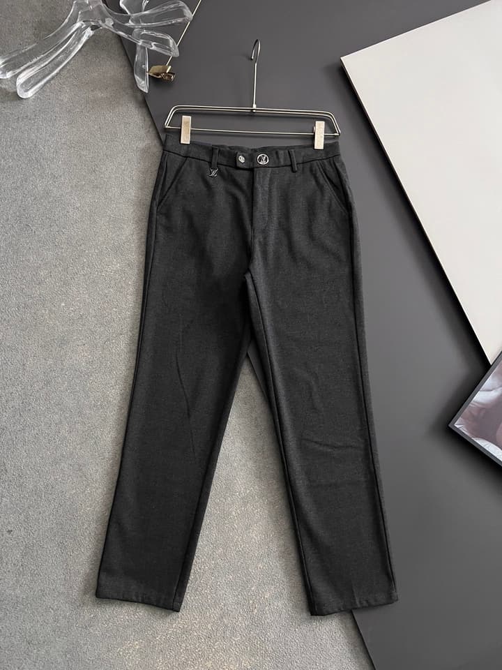 Louis Vuitton Men's Cashmere Casual Trousers – 2025 in Charcoal Gray