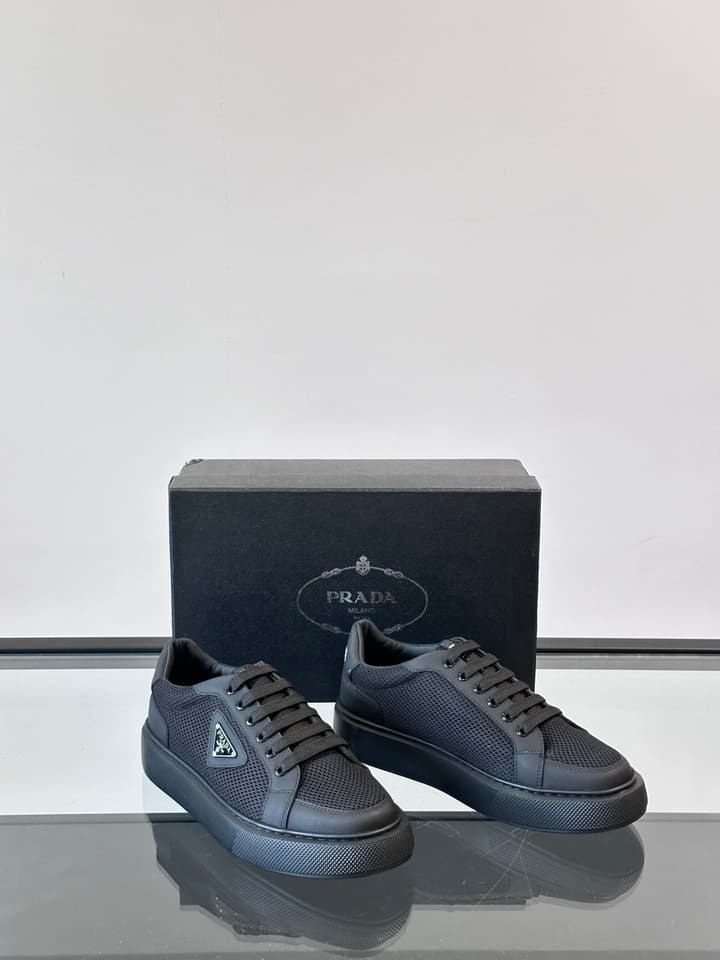Prada Transparent Rubber-Sole Leather Sneakers